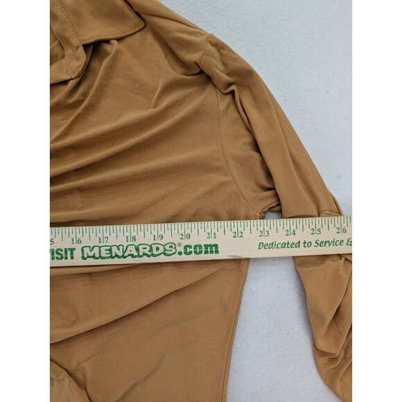 NY Collection Woen's Top Size 2X Gold 3/4 Sleeve Stretch Knit Button-Up - Picture 7 of 13